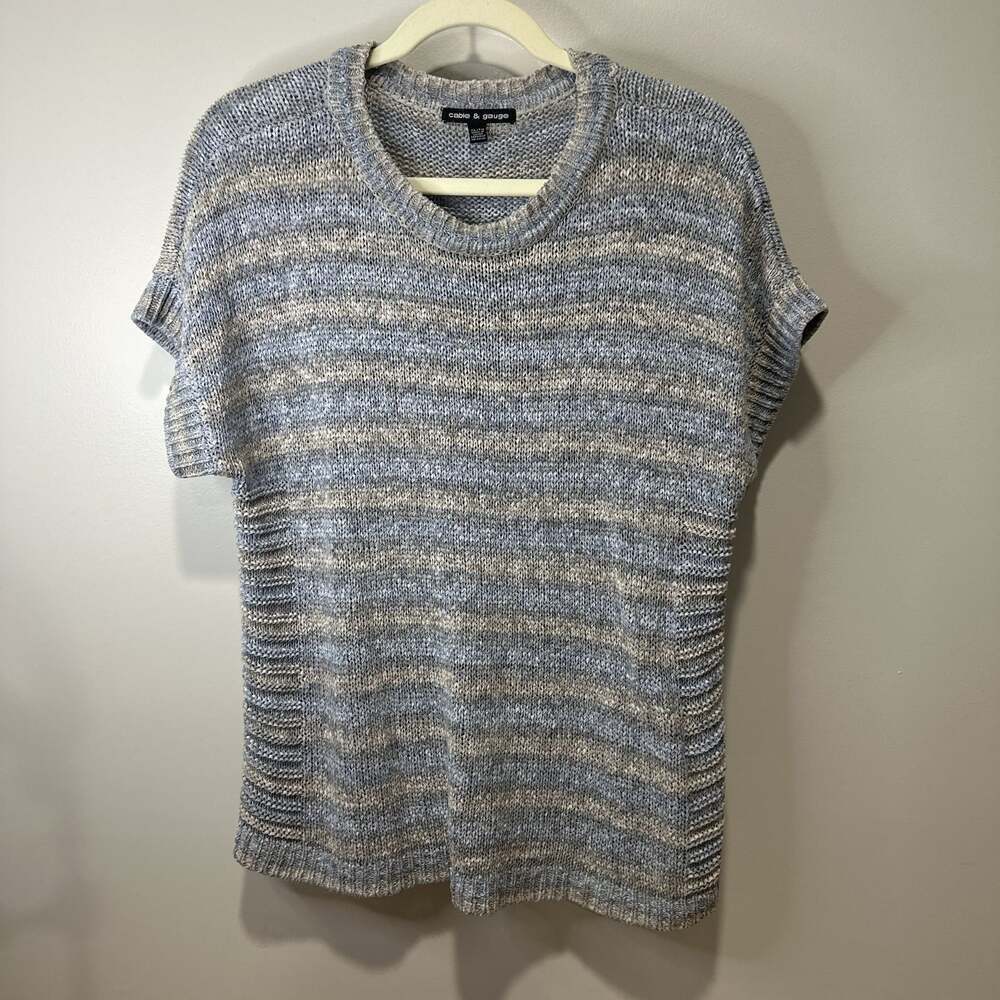 Cable & Gauge Short Sleeved Olive Green Sweater